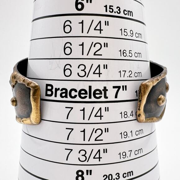 Copper and Brass Bracelet Hand Made Cuff Style Brutalist Chunky Statement Piece - Picture 10 of 13